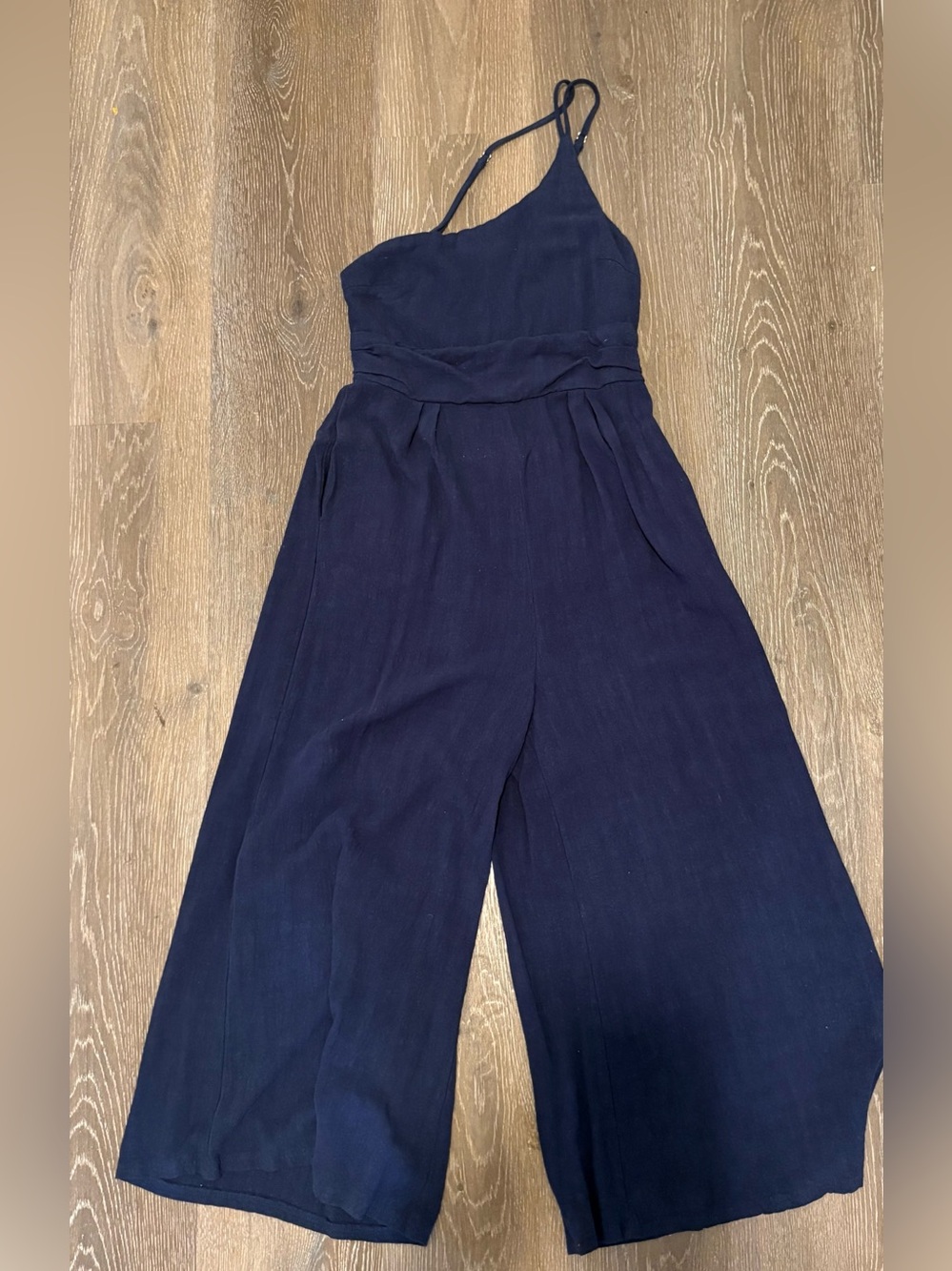 Navy One-Shoulder Wide-Leg Jumpsuit